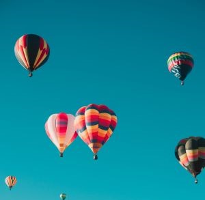 hot air balloons flying in the sky